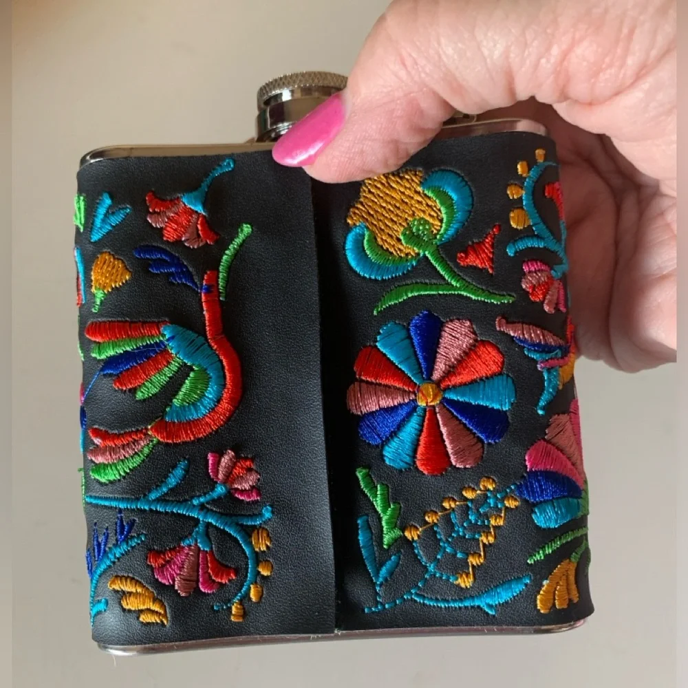 Stainless Steel 6 Oz. Flask with Embroidered Cover